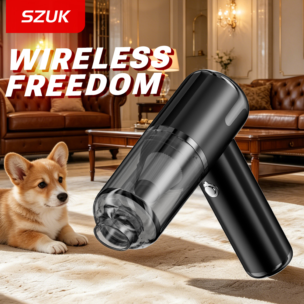 Aspirador de pó portátil sem fio SZUK Mini para carros, sucção potente, limpador de pelos de animais, limpador de sofás