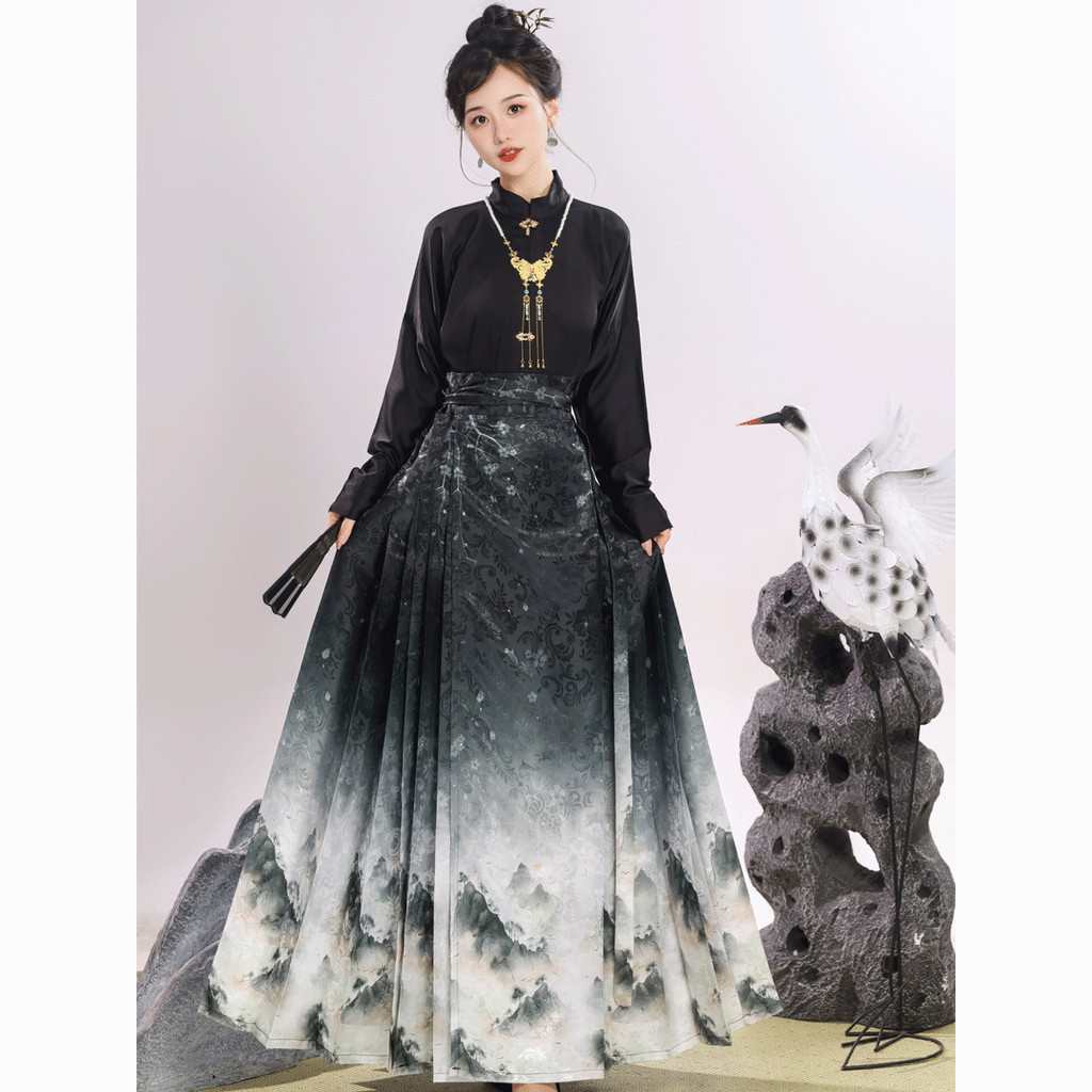 Original cavalo misturado Xiange tingido sonho tinta Hanfu rosto diário Jiangshan saia Zhao rosto melhorado cavalo fino