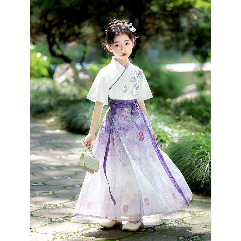 Saia de rosto de cavalo para meninas terno antigo 2026 novo estilo verão estilo fino meninas estilo chinês crianças Ming