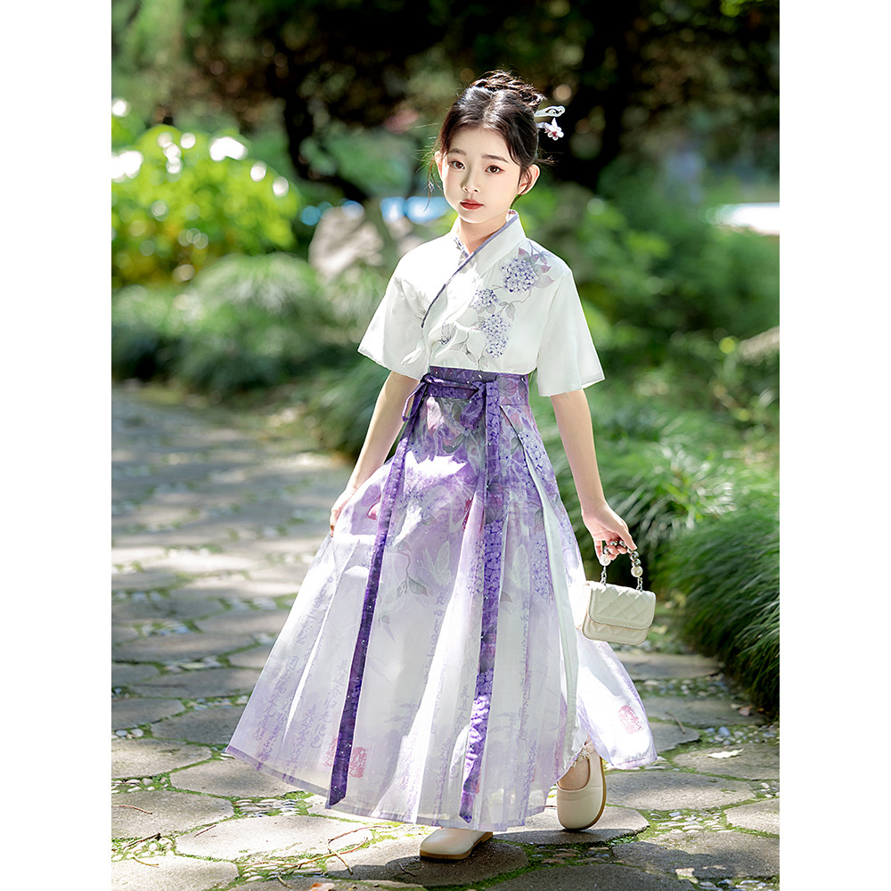 Ming feito Hanfu meninas cavalo rosto saia terno 2026 novo estilo verão estilo fino meninas antigo Super fada crianças b