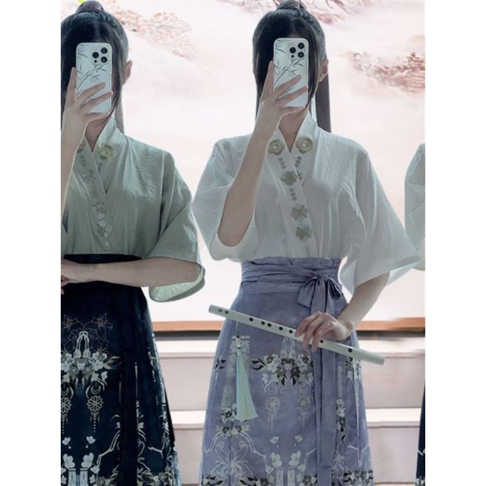 Cao Zhou Xinyue Original Hanfu Feminino [Summer Girl] Song Made Daily Student Versão Fina Verão Cavalo Rosto Saia