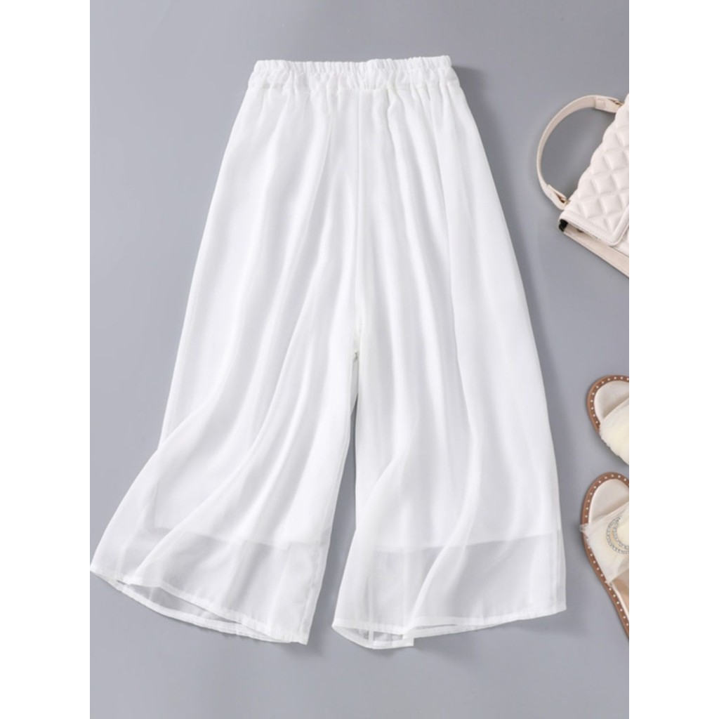 Zen estilo branco Chiffon calças femininas verão estilo fino cavalo rosto saia roupa interior pequeno Hanfu Cheongsam ca