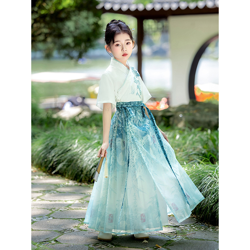 Ming feito Hanfu meninas rosto de cavalo saia terno 2026 novo estilo verão estilo fino estilo antigo Super fada menina i