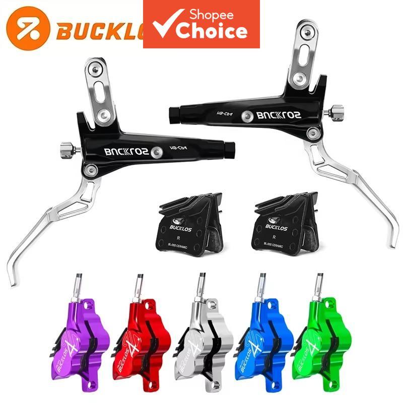 BUCKLOS Conjunto de Freio a Disco Hidráulico de 4 Pistões para E-Bike MTB, Freio Hidráulico Off-Road 850mm/1550mm, Peças