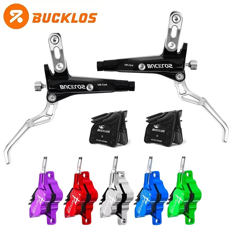 BUCKLOS Freios a Disco Hidráulicos de 4 Pistões para E-Bike MTB, Conjunto de Freios Hidráulicos Off-Road 850mm/1550mm,