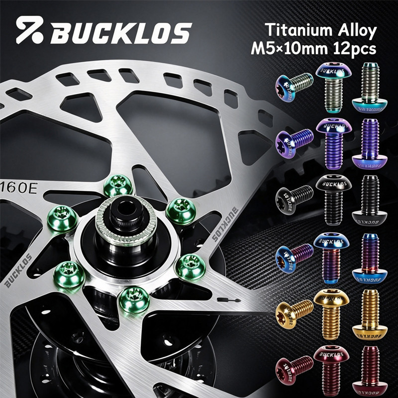BUCKLOS 12 Pçs T25 Parafuso De Bicicleta Ultraleve M5 X 10mm Rotor Freio A Disco MTB Parafusos Para Mountain Road Bike