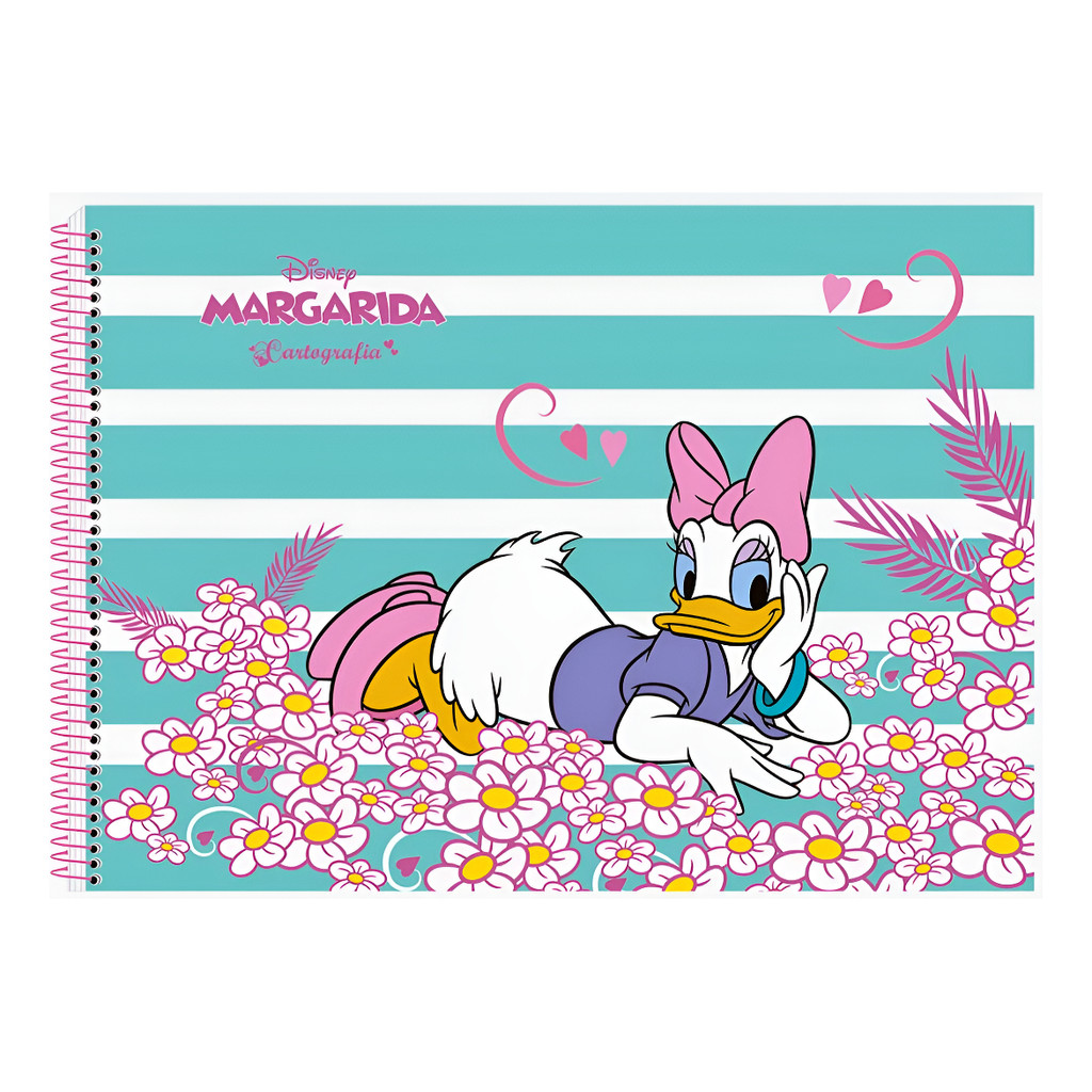 Caderno Desenho Cartografia Margarida Disney 60fls Adesivos