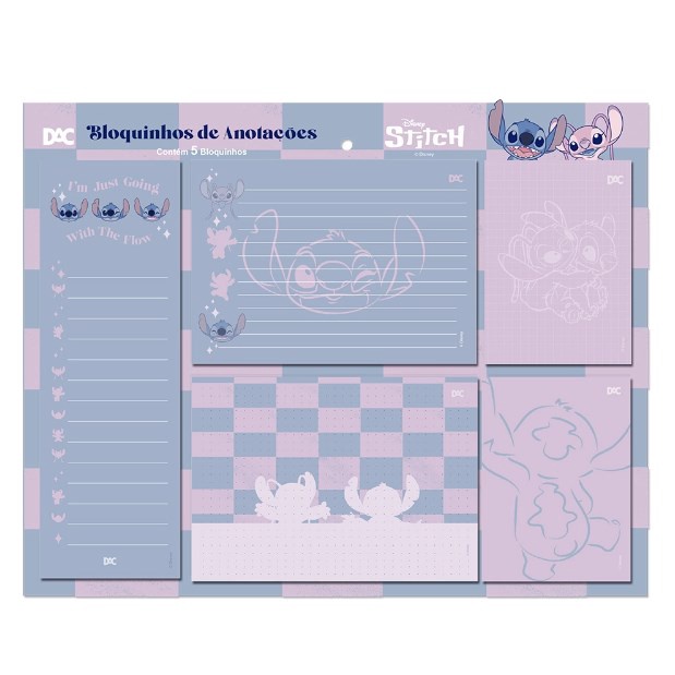 Blocos de Anotações Disney Stitch com 5 Modelos (20 Folhas cada) - DAC