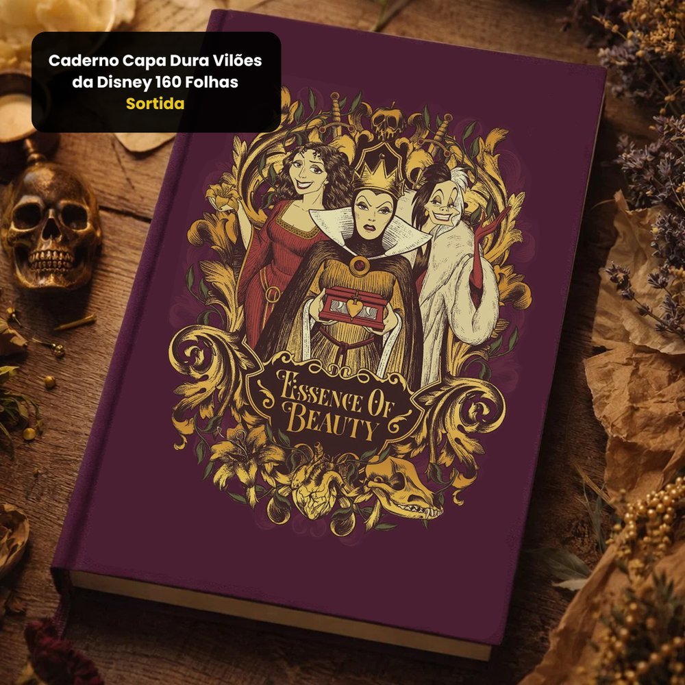 Caderno Capa Dura Vilões da Disney 160 Folhas - Sortida