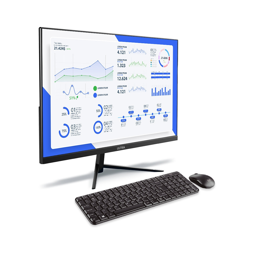 All in One, Windows 11 Home, 23,8 Pol. Full HD, Intel Core i3,  4GB 128 GB SSD, Preto Ultra - UB982EX