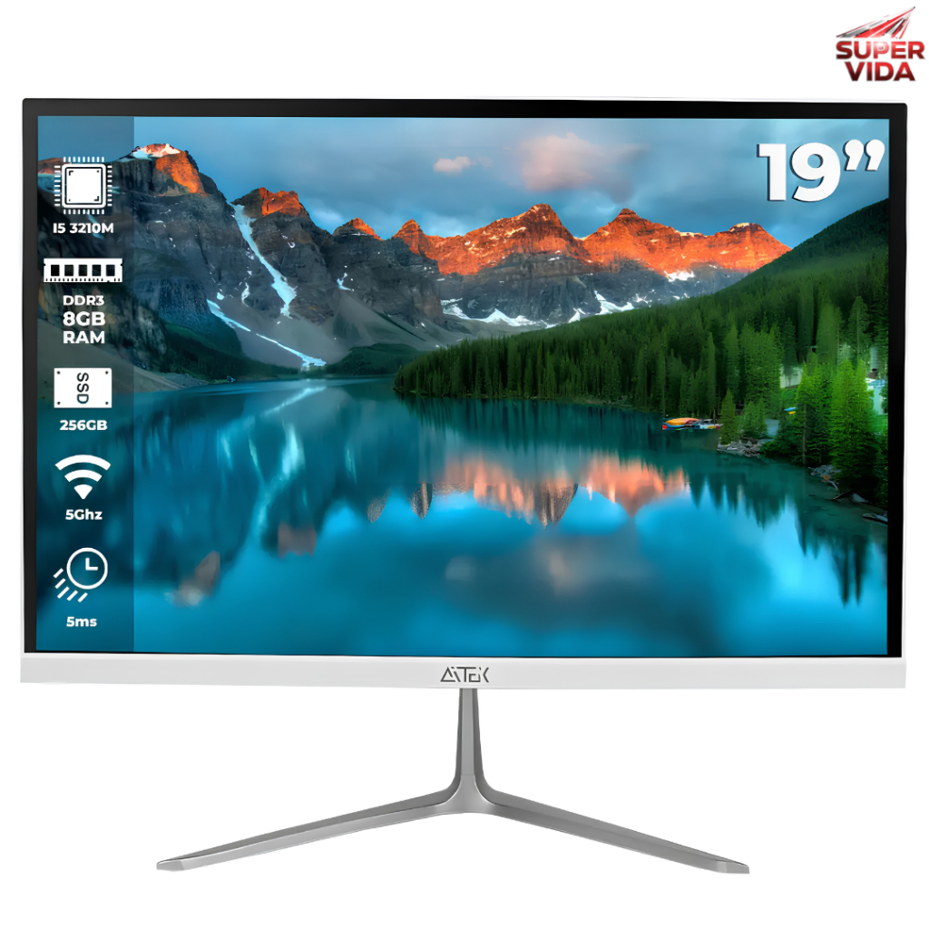 Computador All In One Intel Core i5 8GB RAM SSD 256GB Tela 19