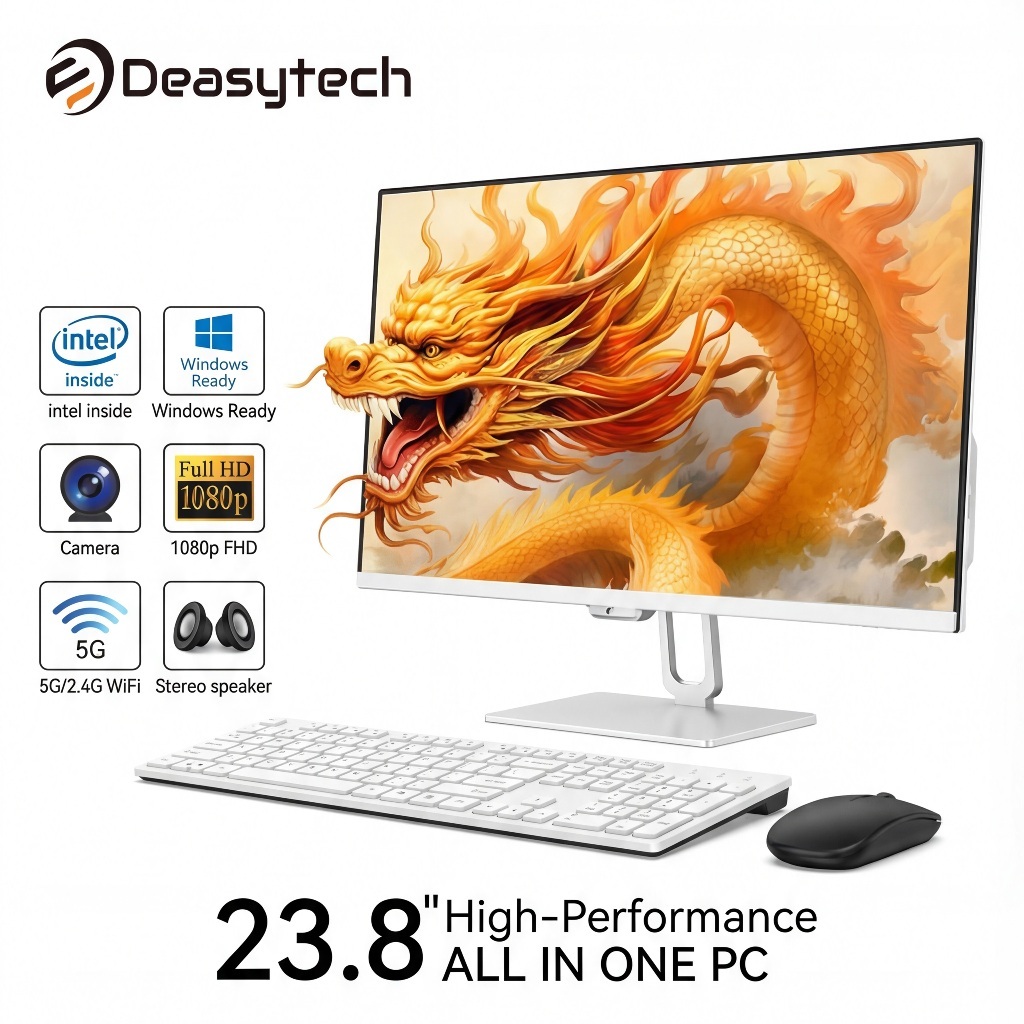 Computador All In One Câmera Integrada 23.8 Intel Core I5 8gb Ssd 512gb Win10pro Com Teclado E Mouse Branco