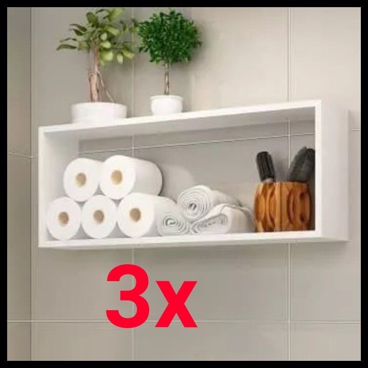 3 Nicho Banheiro Porta Toalha Papel Higienico Branco