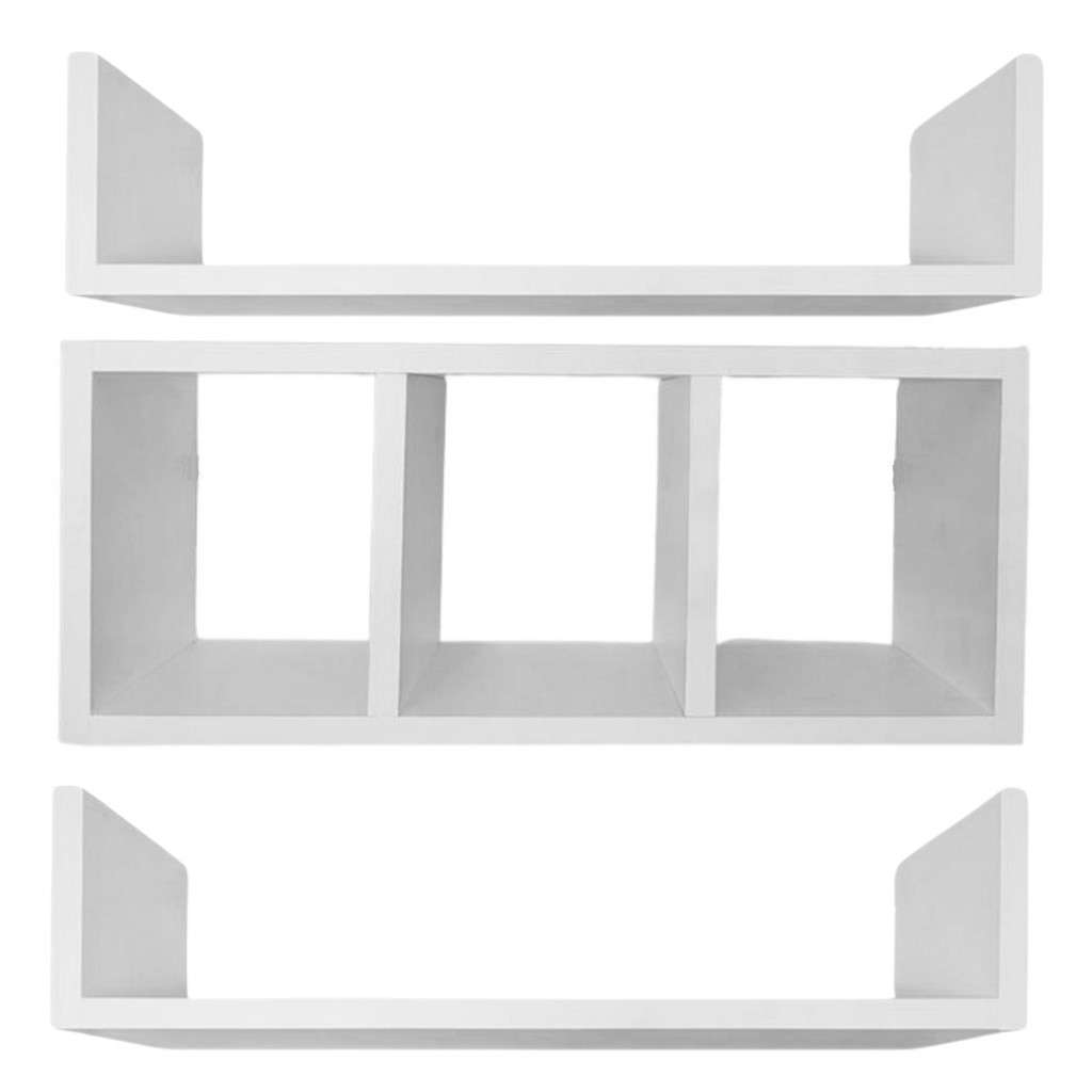 Nicho Para Papel Higiênico + 2 Prateleiras Em U Decorativo 100% MDF Branco fosco Tx