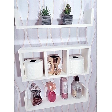 Nicho Para Papel Higiênico Com 2 Prateleiras Em U 100% Mdf Branco
