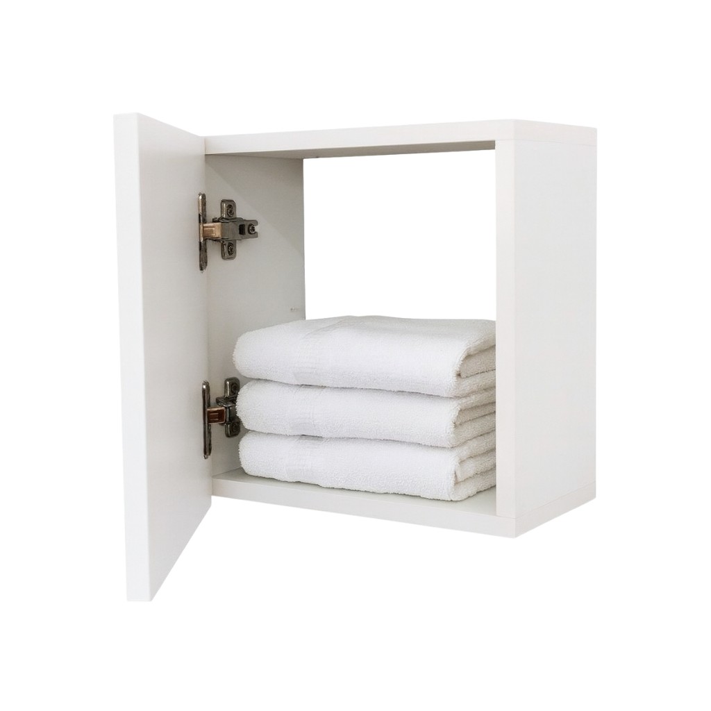 Nicho Toalheiro Armário Com Porta Decoração Banheiro Organizador Papel Higiênico Toalhas Mdf Branco