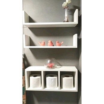 Nicho Com Divisória E 2 Prateleiras Em U Mdf Branco Banheiro Papel Higiênico  100% MDF