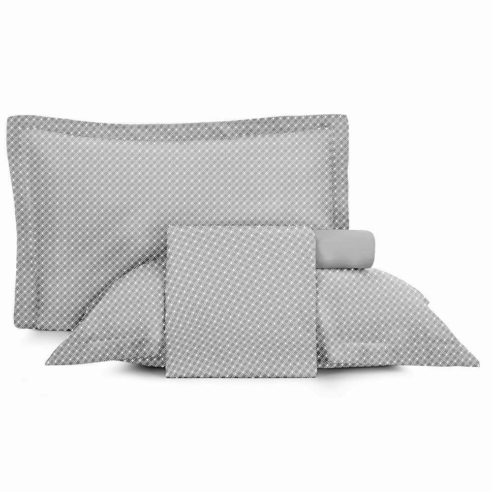Jogo de Cama King 4 peças Altenburg Toque Acetinado Slim  Cinza