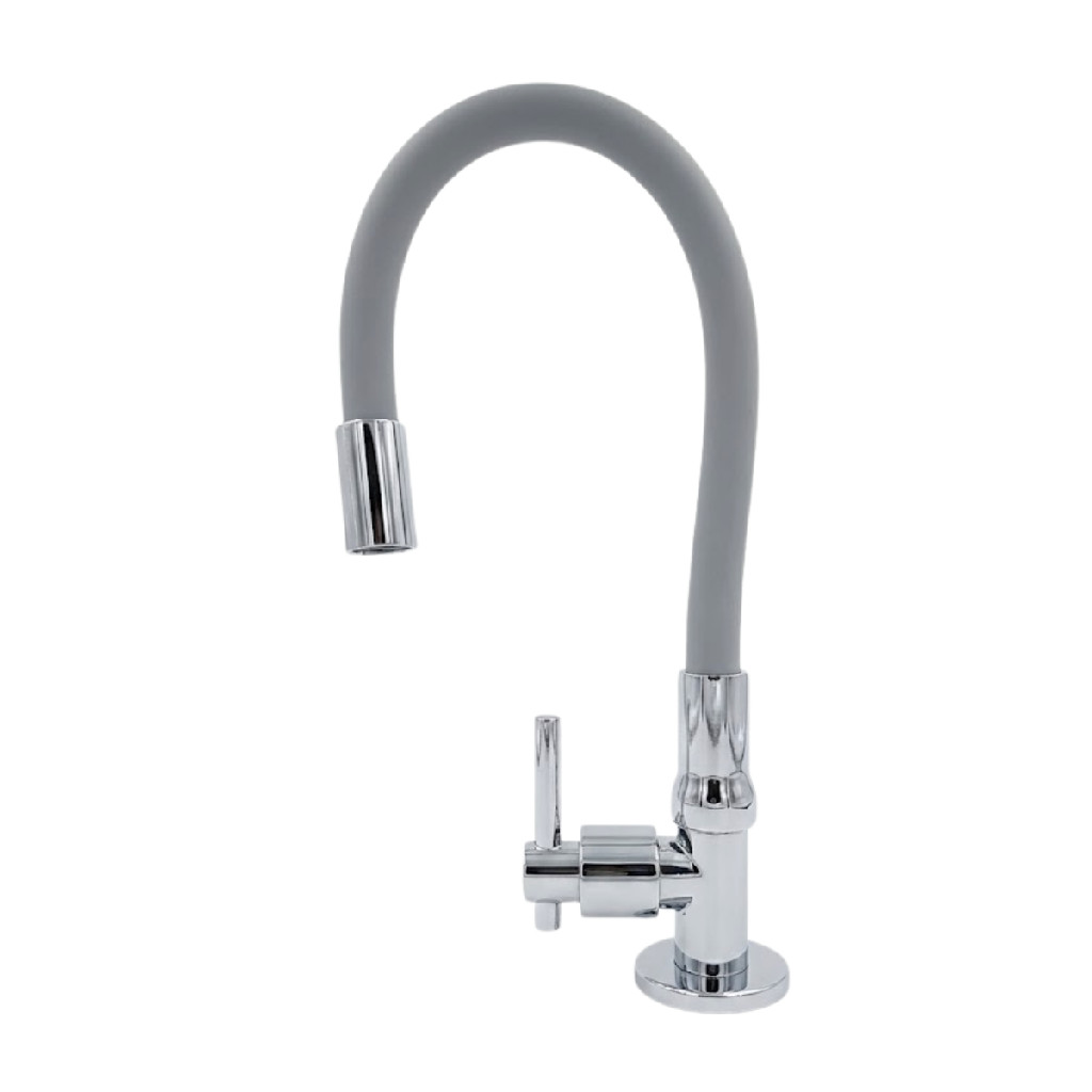 Torneira Cozinha Flexível Cinza Slim de Bancada 1/4 de Volta