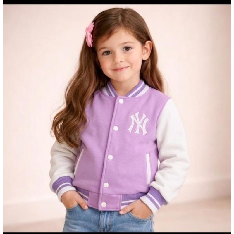 Jaqueta Moletom Infantil NY Quentinha Varsity Collage Casaco Infantil Inverno  Femenino Roupa Infantil  Estilosa
