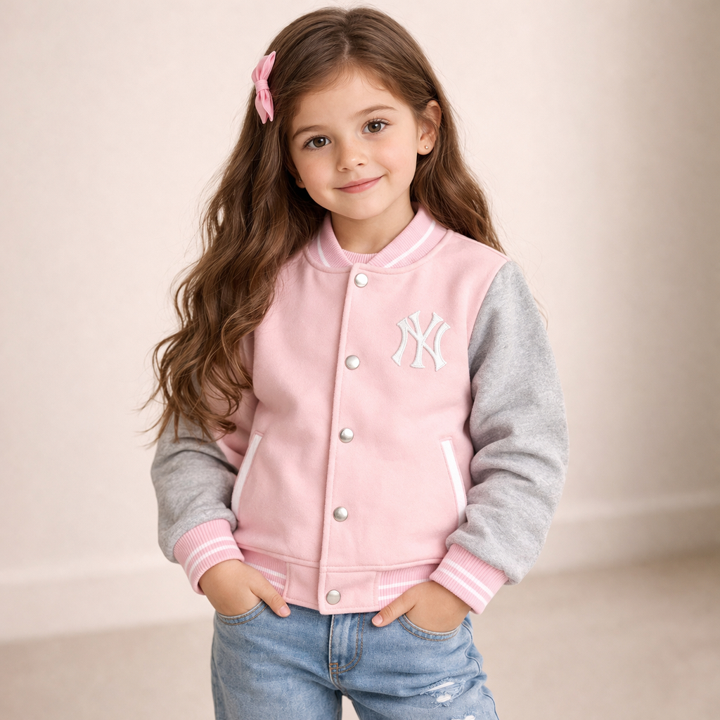 Jaqueta Infantil NY Quentinha Varsity College Casaco Infantil Inverno Masculino Feminino Roupa Infantil Estilosa