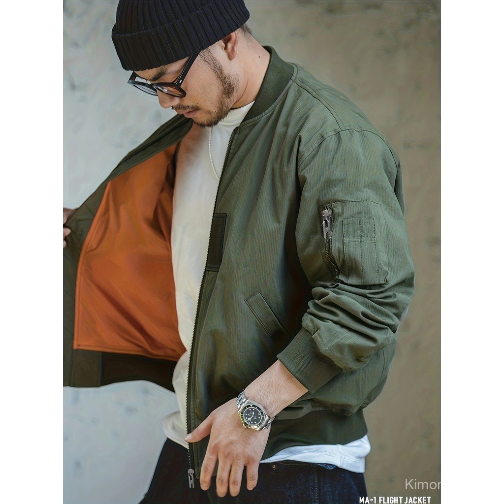 Jaqueta Masculina Casual Retro de Tecido Fino em Cor Sólida com Gola de Beisebol, Nova Jaqueta Varsity, Primavera/Outono