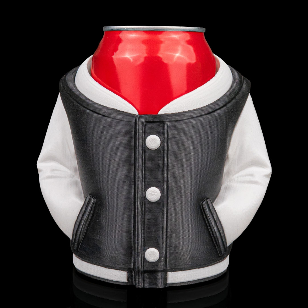 Porta Lata 350ml 3D Personalizado Jaqueta Varsity Presente Criativo