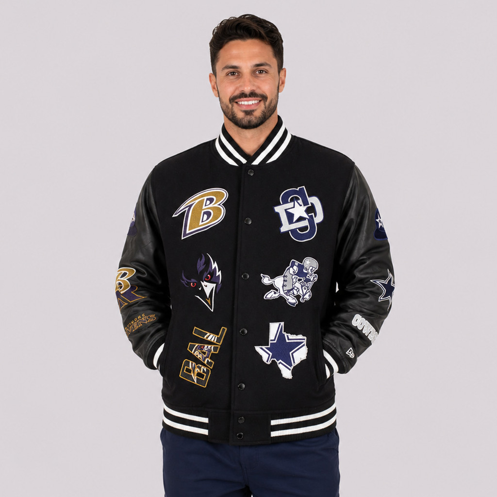 Jaqueta New Era NFL Brasil Game 2026 Varsity Preta