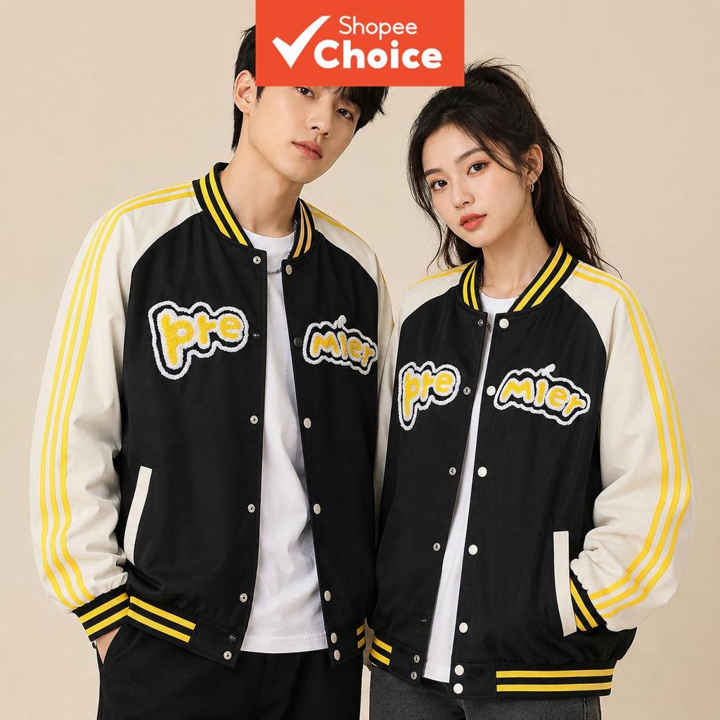 Jaqueta Varsity Unissex Americana - Jaqueta de Beisebol com Gola Alta, Bordado de Letras em Bloco de Cores Preto e
