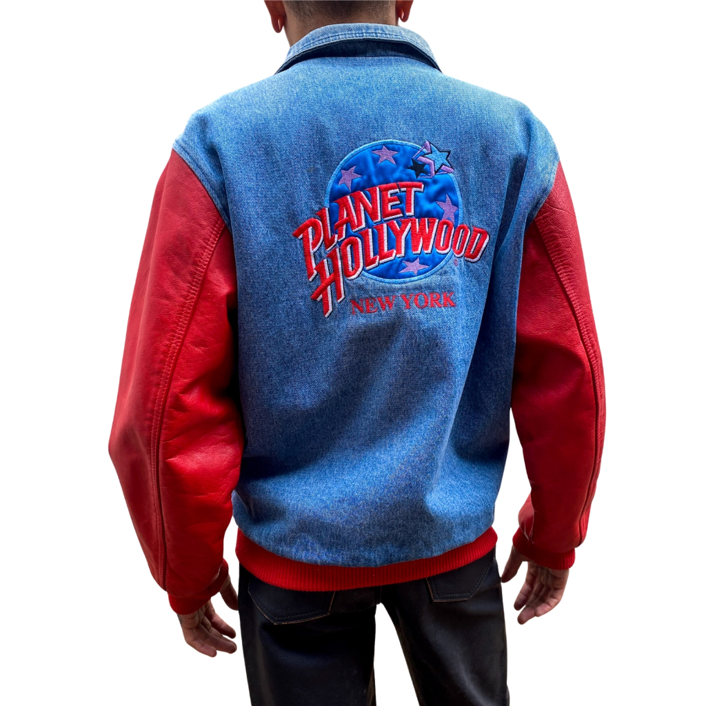 Varsity PLANET HOLLYWOOD ESPECIAL 1994 DISNEY Original Vintage em Couro Legitimo.