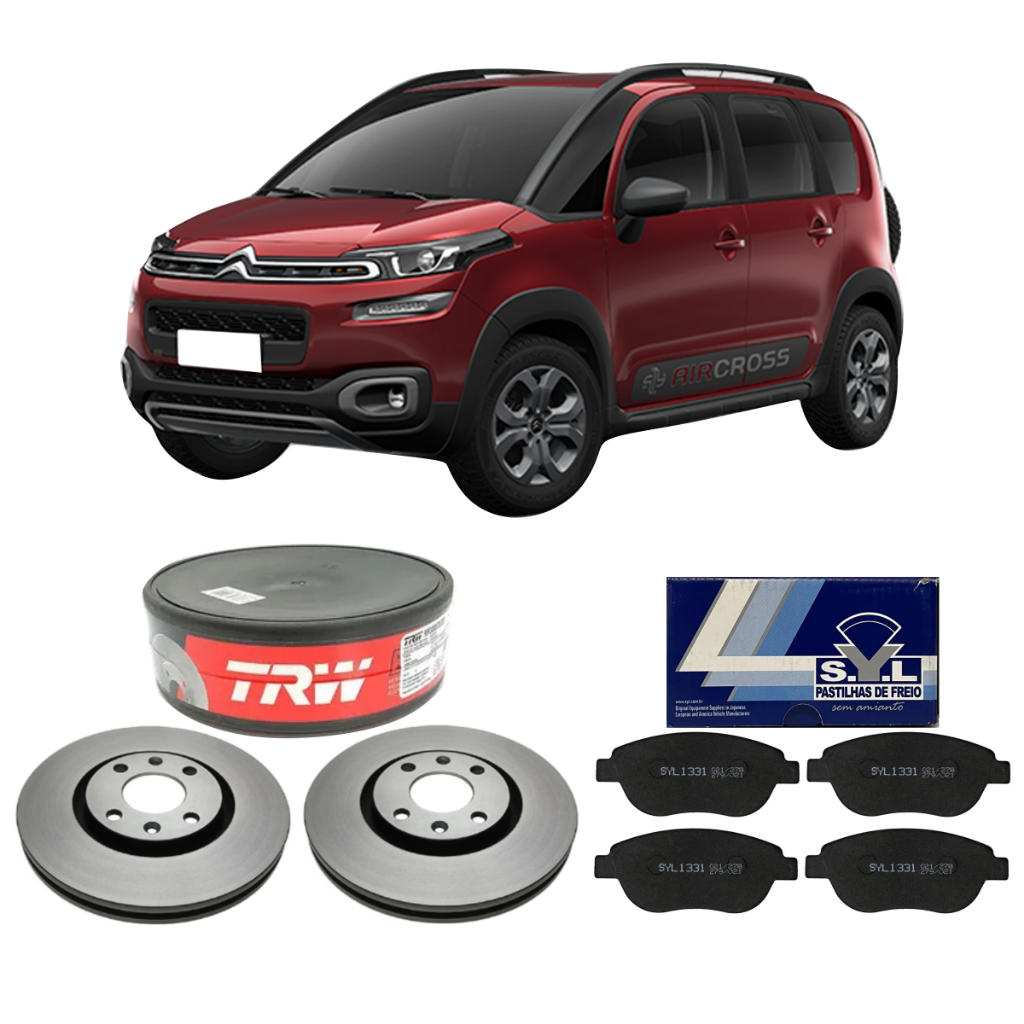 KIT DISCO DE FREIO TRW + PASTILHA SYL DIANT AIRCROSS 1.6 2011 A 2020