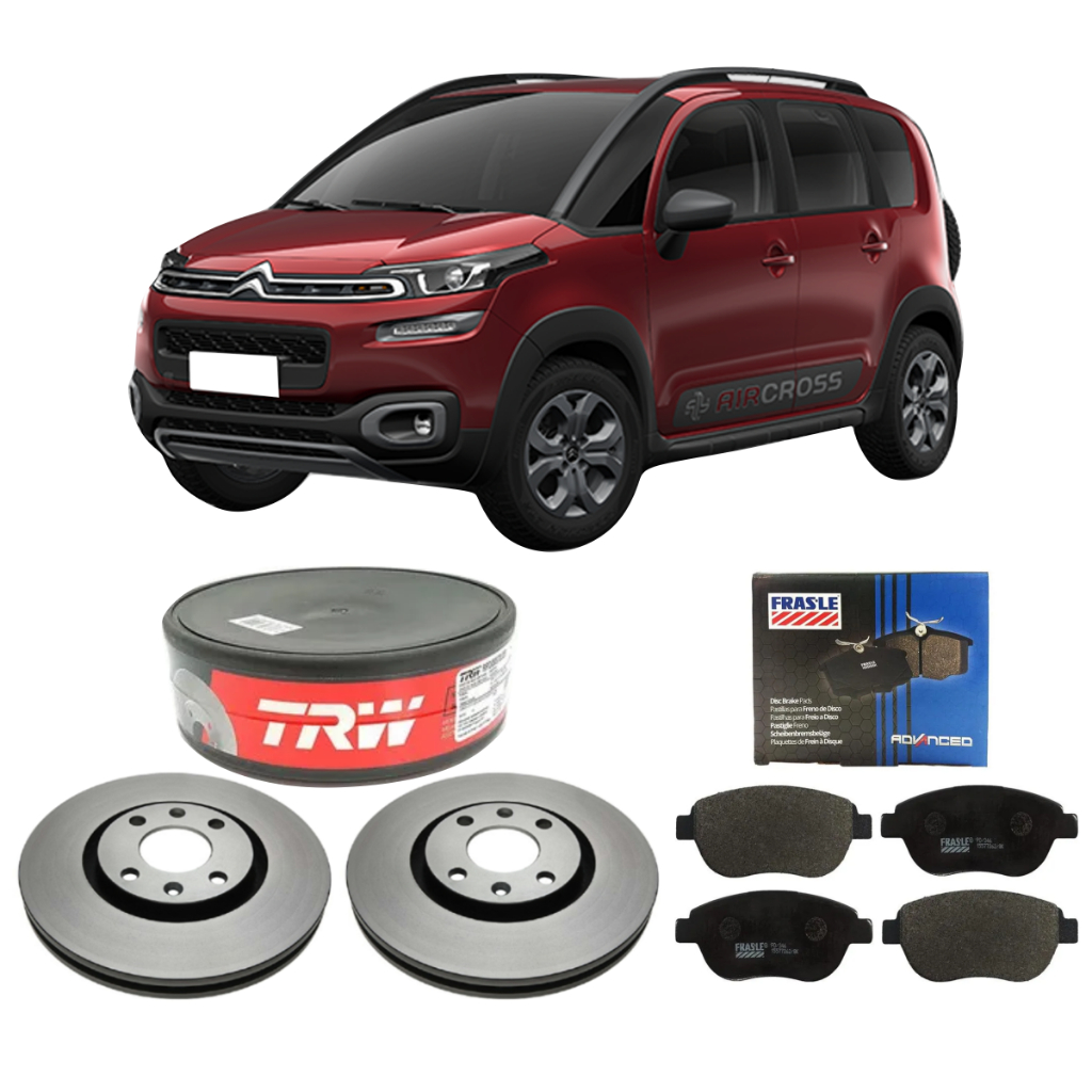 KIT DISCO DE FREIO TRW + PASTILHA FRASLE DIANT AIRCROSS 1.6 2011 A 2020