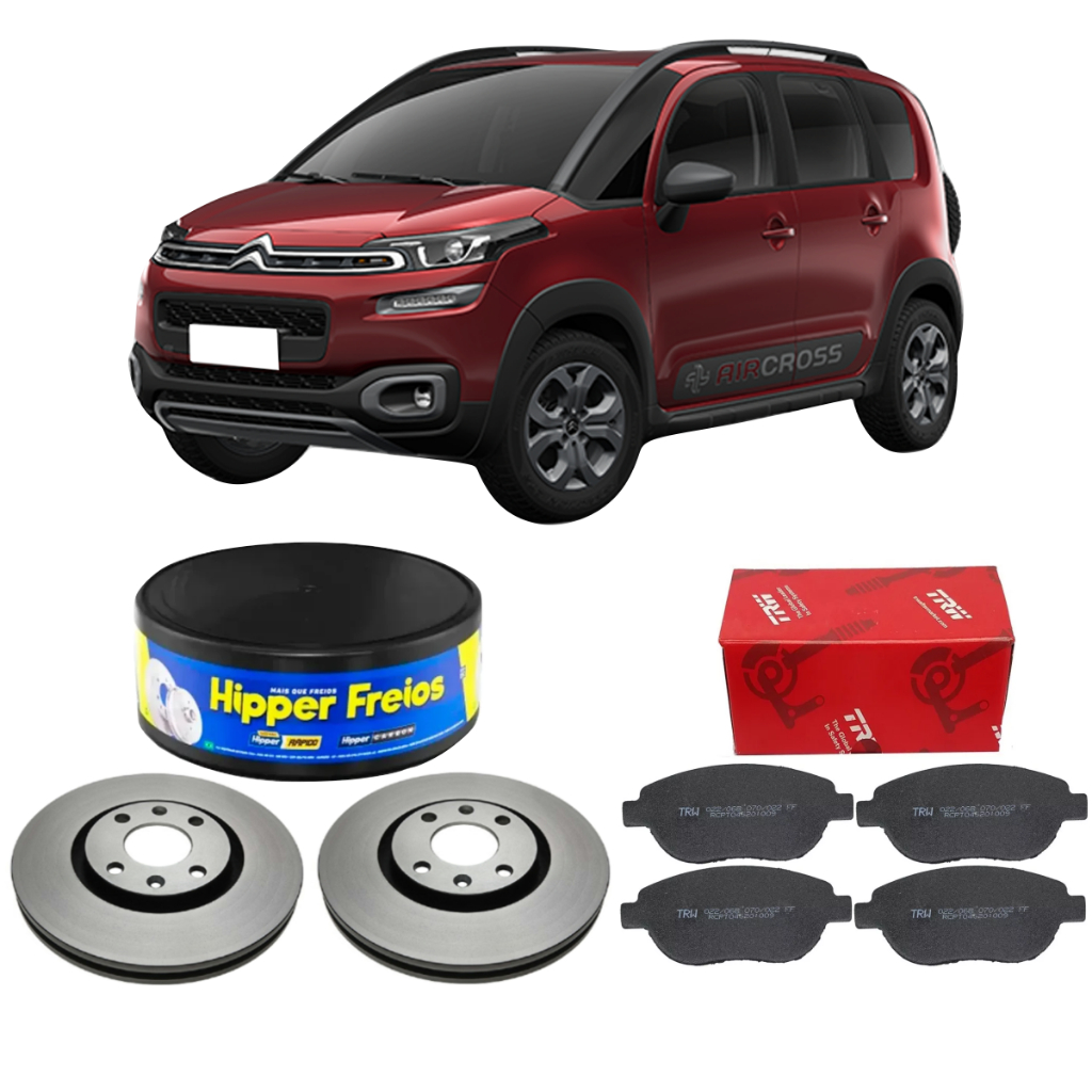 KIT DISCO HIPPER FREIOS + PASTILHA TRW DIANT AIRCROSS 1.6 2011 A 2020