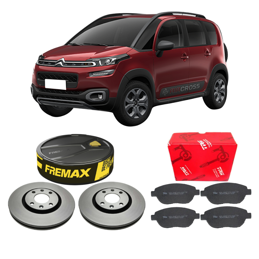 KIT DISCO DE FREIO FREMAX + PASTILHA TRW DIANT AIRCROSS 1.6 2011 A 2020
