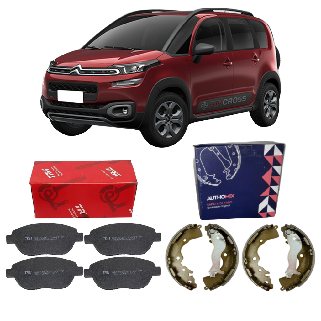 KIT PASTILHA DE FREIO TRW + SAPATA AUTHOMIX DIANT TRAS AIRCROSS 1.6 2011 A 2020