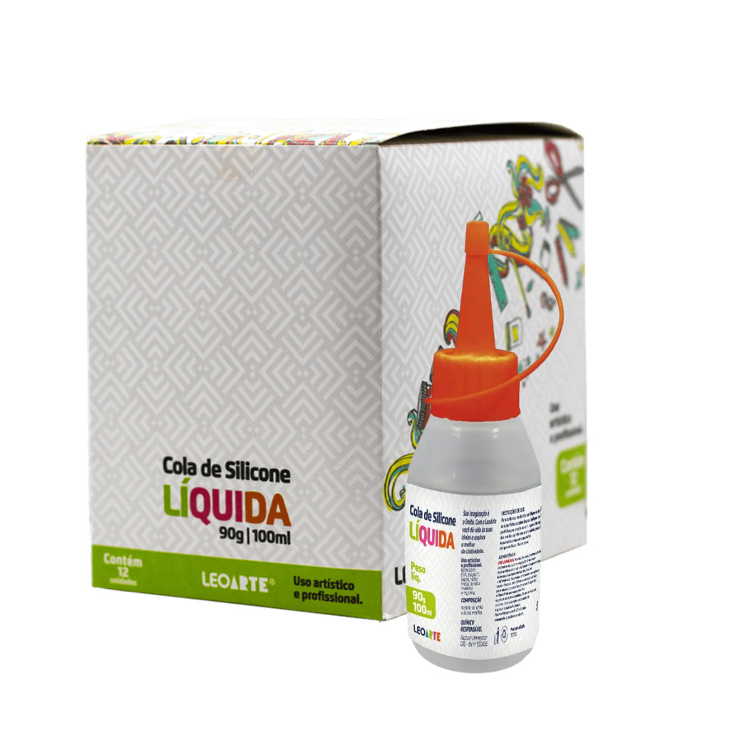 Caixa c/12 Cola Silicone líquido 90g/100ml 4313 Leo&Leo