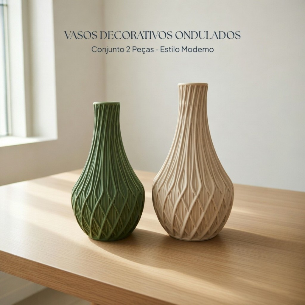 Vaso Decorativo Texturizado Boho Chic - Design Orgânico com Relevo - Kit ou Unidade