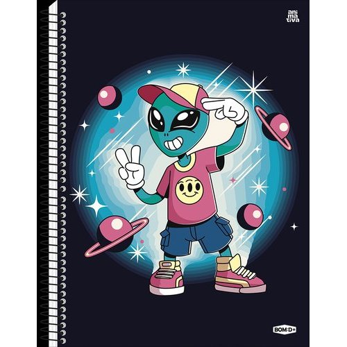Caderno Universitário 20 Matérias Alien BomD+