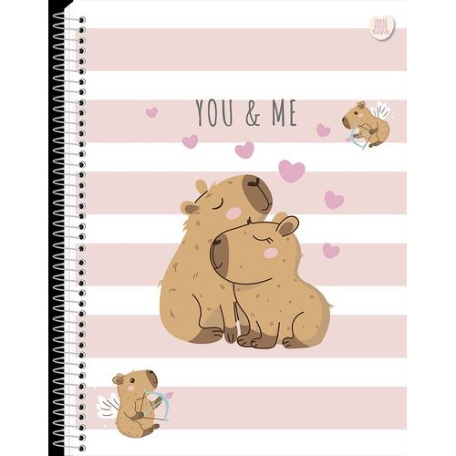 Caderno universitário Espiral 1 matéria Capivara com 80 Folhas - Bege