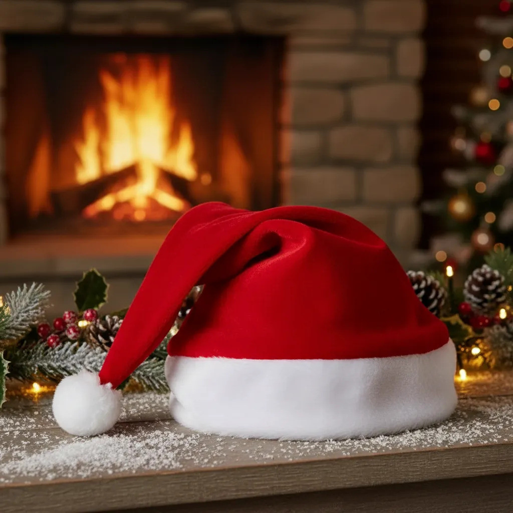 Gorro Touca Do Papai Noel De Veludo Vermelho E Branco 40cm Vermelho