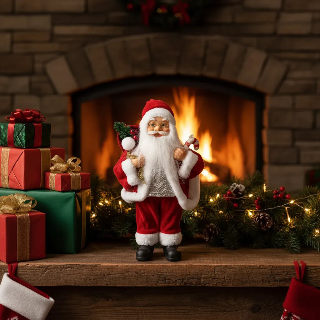 Boneco Do Papai Noel Com Trompa Roupa De Veludo De 25cm Vermelho