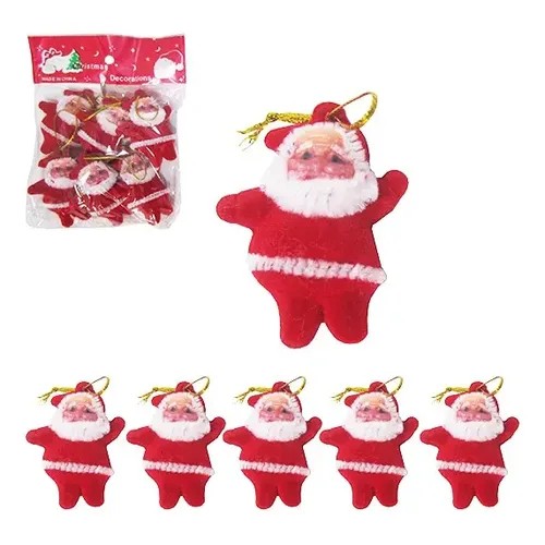 Kit 48 Pendente De Papai Noel De Veludo Vermelho De 5cm Vermelho