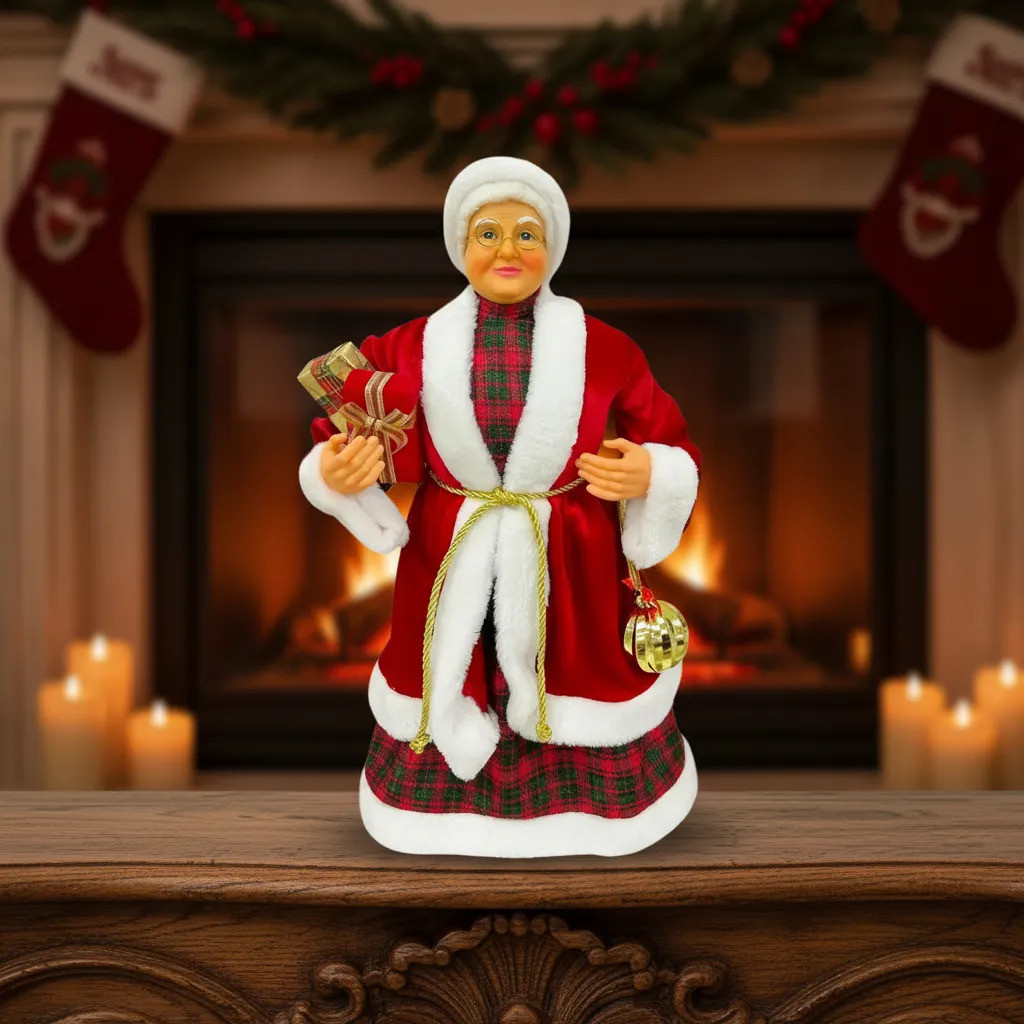 Boneco Mamae Noel Roupa De Veludo Tradicional Presente 60cm Vermelho