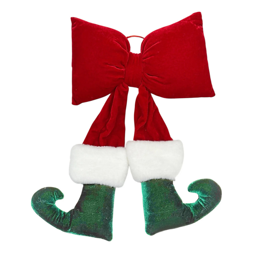 Laços De Veludo Grande Com Botas Do Noel De 34cm Luxo Vermelho