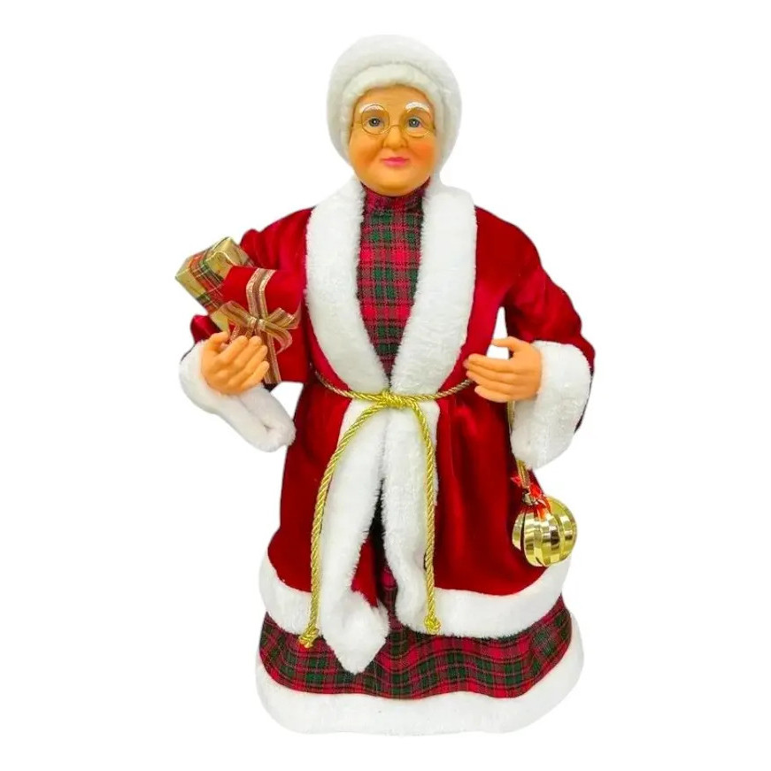 Boneco Mamae Noel Roupa De Veludo Tradicional Presente 80cm Vermelho