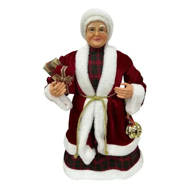Boneco Da Mamãe Noel Em Pé Com Roupa De Veludo 80cm Luxo Vermelho