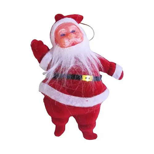 Kit 5 Pendente De Papai Noel De Veludo Vermelho De 12cm  Vermelho