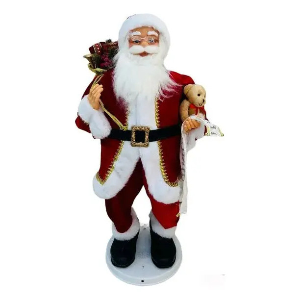 Papai Noel Musical Dancarino Com Roupa De Veludo De 90cm Vermelho