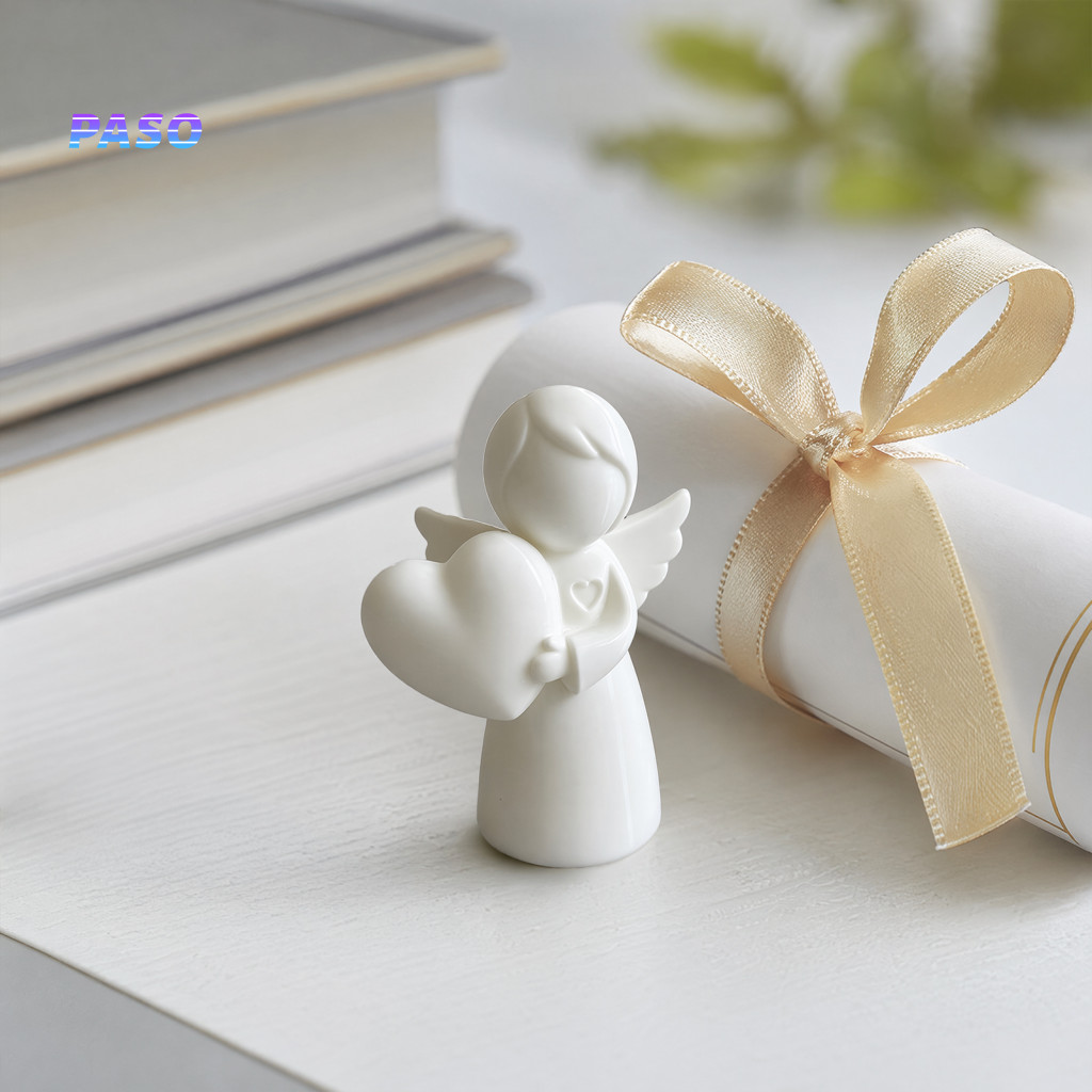 Decorative Angel Statue Shape Decoration Mini Love Heart Figurine 3d Printed White Modern Perfect Gift for Mother's Day
