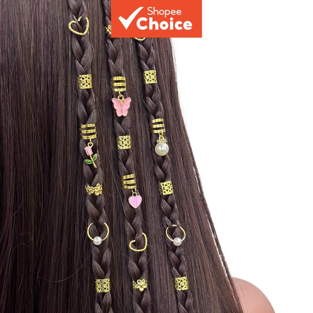 Conjunto Elegante De Acessórios De Cabelo Rosa Com 46 Peças , Laços De Trevo Borboleta Para Mulheres Trança Presente De